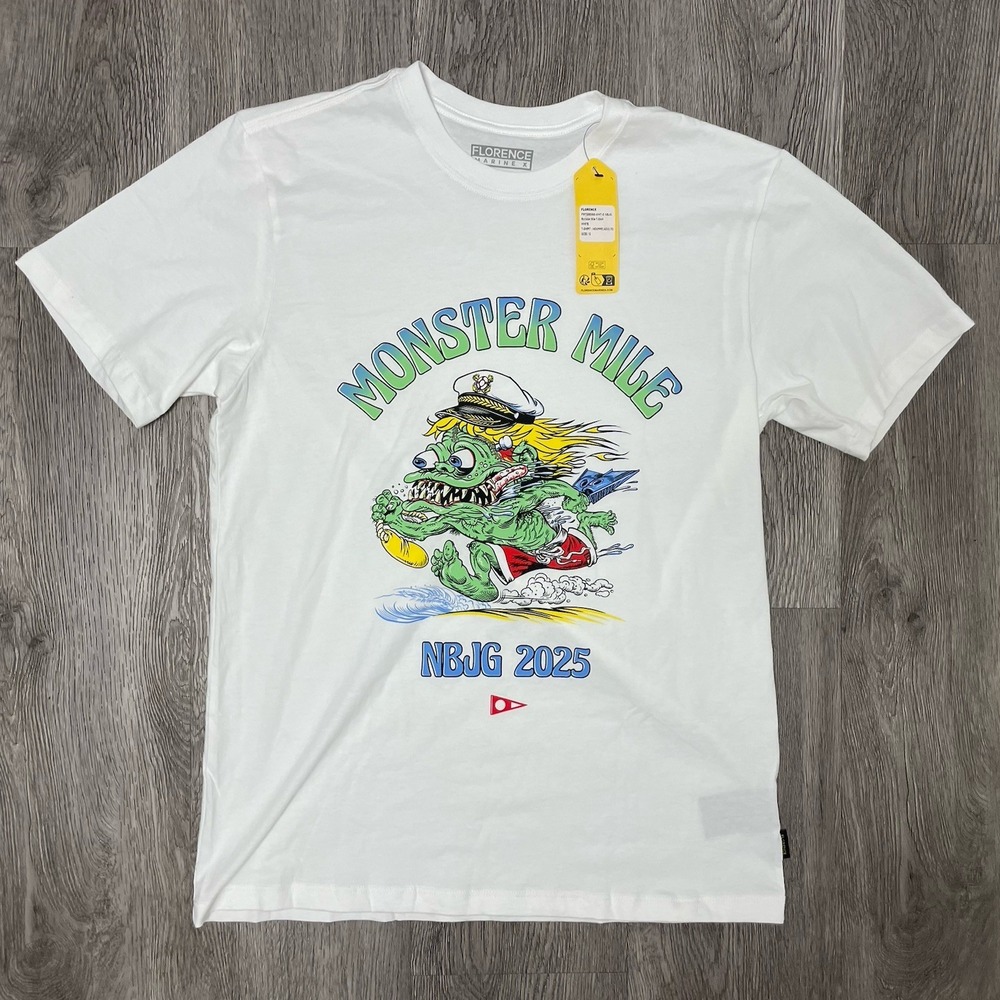 Florence Marine X Men's T-Shirt Mens Small White Monster Mile Short Sleeve NWT